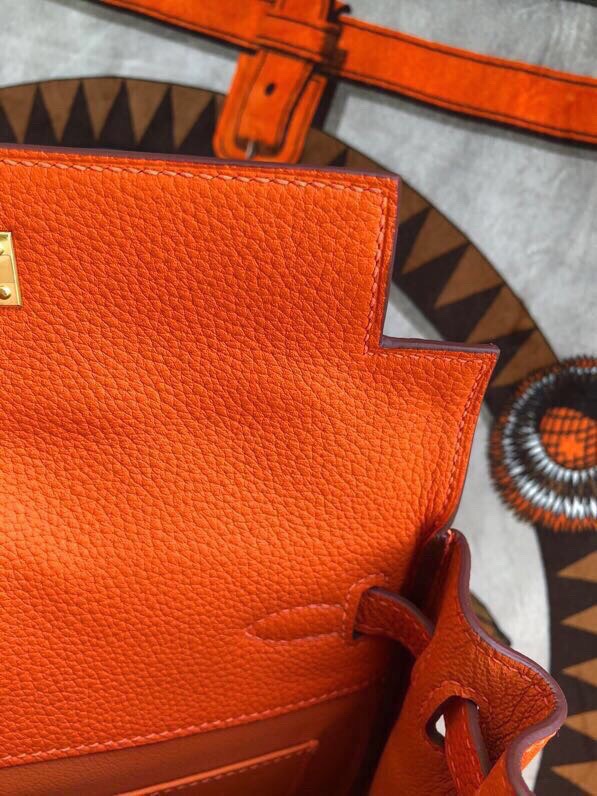 Hermes Kelly Ado Backpack In Orange Clemence Leather